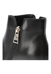 CheBello - Czarne Botki Chebello Modne Skórzane Buty Na Obcasie. Okazja: na co dzień. Kolor: czarny. Materiał: skóra. Obcas: na obcasie. Styl: casual, elegancki. Wysokość obcasa: średni #4