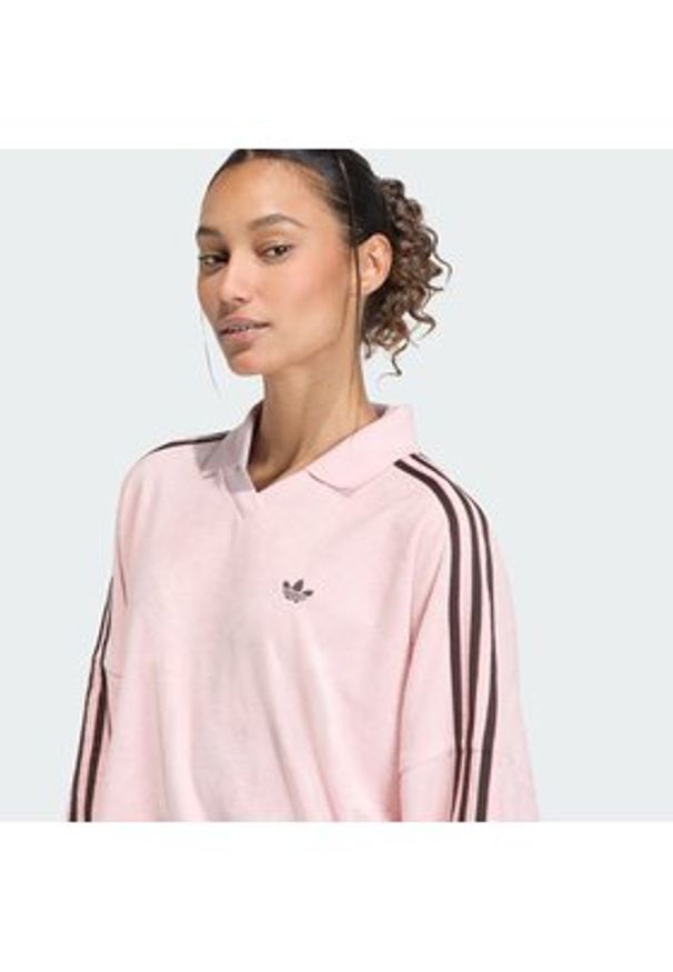 Adidas - adidas Bluza Terry Towel KD1400 Różowy Oversize. Kolor: różowy. Materiał: bawełna