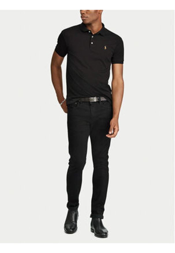 Polo Ralph Lauren Polo Ssl-Knt 710685514002 Czarny Slim Fit. Typ kołnierza: polo. Kolor: czarny. Materiał: bawełna