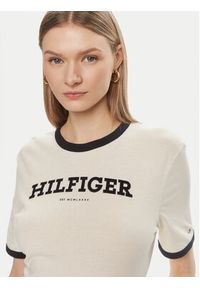 TOMMY HILFIGER - Tommy Hilfiger T-Shirt Monotype WW0WW41208 Beżowy Regular Fit. Kolor: beżowy. Materiał: bawełna