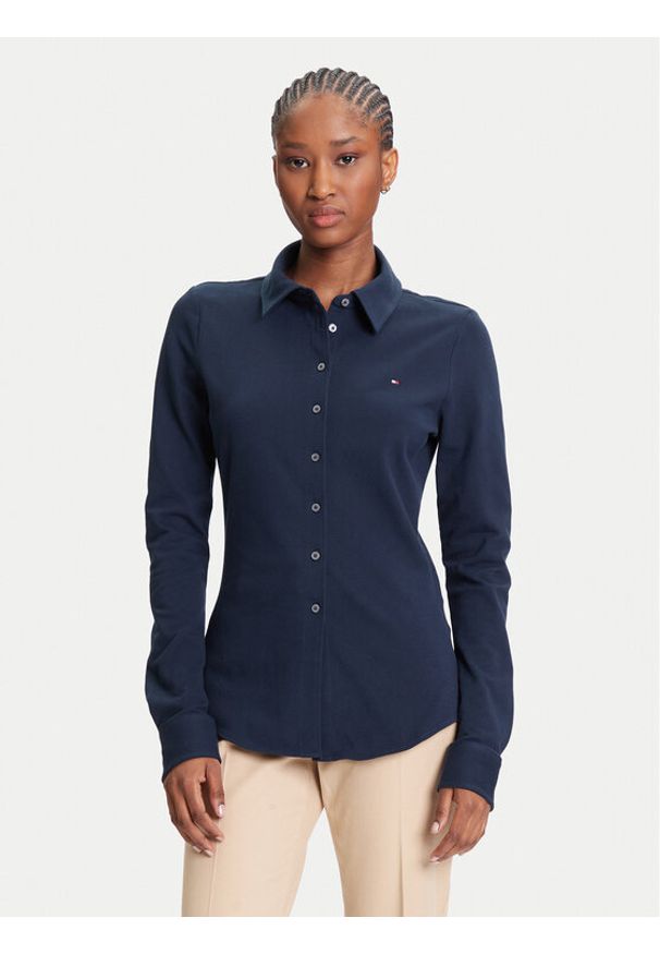 TOMMY HILFIGER - Tommy Hilfiger Koszula 1985 WW0WW43528 Granatowy Slim Fit. Kolor: niebieski. Materiał: bawełna
