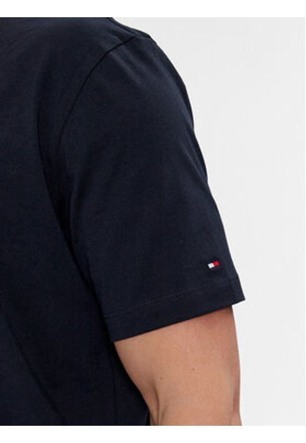 TOMMY HILFIGER - Tommy Hilfiger T-Shirt Script Logo Tee MW0MW33691 Granatowy Regular Fit. Kolor: niebieski. Materiał: bawełna