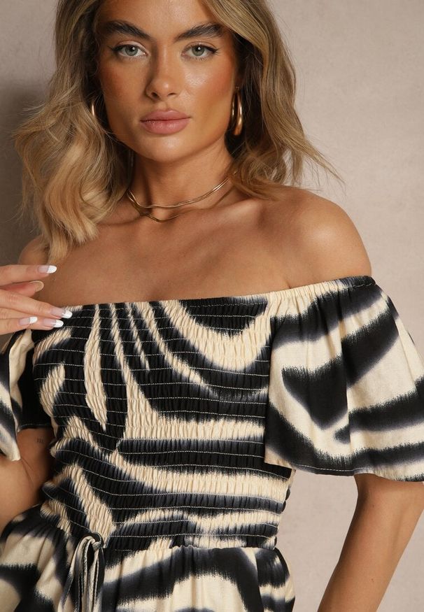 Renee - Czarny Kombinezon z Wiskozy w Abstrakcyjny Wzór Filisena. Kolor: czarny. Materiał: wiskoza. Styl: elegancki