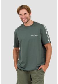 Armani Exchange - ARMANI EXCHANGE Zielony męski t-shirt bawełniany, Rozmiar M. Kolor: zielony. Materiał: bawełna