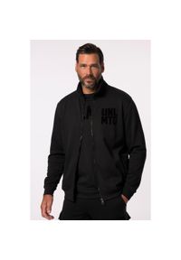 JAY-PI - Męska Rozpinana bluza dresowa fitness stójka do roz. 7 XL. Typ kołnierza: kołnierzyk stójkowy. Kolekcja: plus size. Kolor: czarny. Materiał: materiał, poliester, bawełna. Sport: fitness