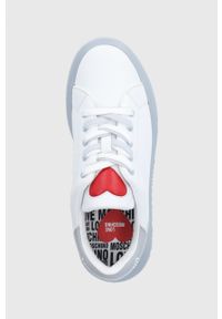 Love Moschino buty skórzane kolor biały. Nosek buta: okrągły. Zapięcie: sznurówki. Kolor: biały. Materiał: skóra. Obcas: na platformie #4