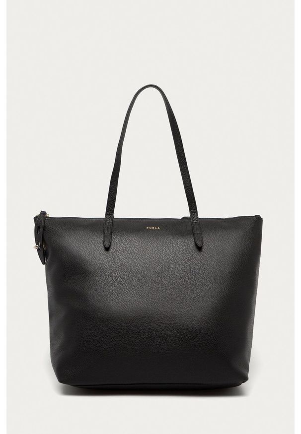 Furla - Torebka skórzana Net. Kolor: czarny. Materiał: skórzane. Rodzaj torebki: na ramię