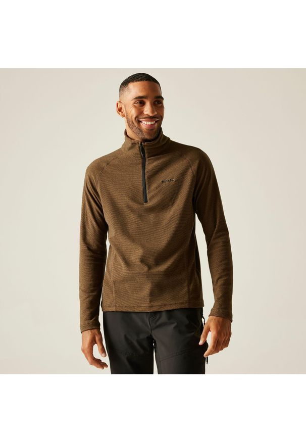 Regatta - Męski lekki polar turystyczny Montes z zamkiem błyskawicznym do połowy. Kolor: brązowy. Materiał: polar. Sport: wspinaczka, turystyka piesza