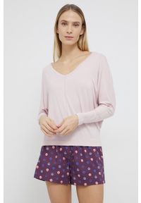 TOMMY HILFIGER - Tommy Hilfiger Szorty piżamowe damskie kolor fioletowy. Kolor: fioletowy. Materiał: bawełna, tkanina