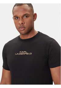 Karl Lagerfeld - KARL LAGERFELD T-Shirt 755061 554242 Czarny Regular Fit. Typ kołnierza: dekolt w karo. Kolor: czarny. Materiał: bawełna #4