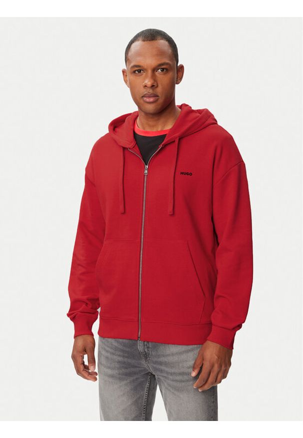Hugo - HUGO Bluza Dapozip 50548651 Czerwony Relaxed Fit. Kolor: czerwony. Materiał: bawełna