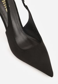 Renee - Czarne Sandały Slingback na Szpilce z Imitacji Zamszu Carilona. Zapięcie: bez zapięcia. Kolor: czarny. Materiał: zamsz. Sezon: lato. Obcas: na szpilce. Wysokość obcasa: średni #7