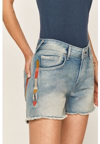Pepe Jeans - Szorty jeansowe Thrasher Rainbow. Okazja: na co dzień. Kolor: niebieski. Materiał: tkanina, bawełna, denim. Wzór: haft, aplikacja. Styl: casual #3