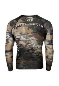 Koszulka sportowa męska Rashguard do MMA EXTREME HOBBY POLAND CAMO. Kolor: wielokolorowy, brązowy, zielony. Materiał: elastan, poliester. Długość rękawa: krótki rękaw. Długość: krótkie. Sport: fitness