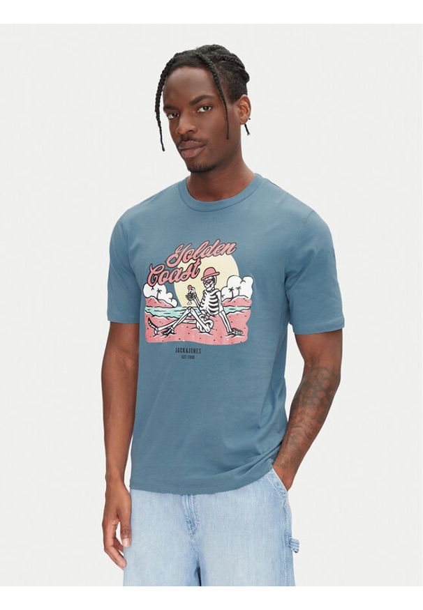 Jack & Jones T-Shirt Eljah 12268472 Niebieski Relaxed Fit. Kolor: niebieski. Materiał: bawełna
