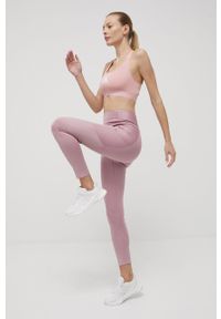 Adidas - adidas legginsy treningowe x Zoe Saldana HB1489 damskie kolor fioletowy gładkie. Kolor: fioletowy. Materiał: poliester, skóra, dzianina, materiał. Wzór: gładki. Sport: fitness #4