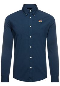 La Martina Koszula CCMC02 PP003 Granatowy Slim Fit. Kolor: niebieski. Materiał: bawełna