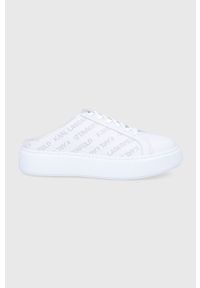 Karl Lagerfeld klapki MAXI KUP kolor biały na platformie. Nosek buta: okrągły. Kolor: biały. Materiał: guma. Obcas: na platformie
