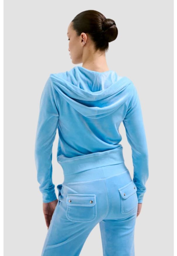 Juicy Couture - JUICY COUTURE Błękitna damska bluza Robertson Hoodie, Rozmiar L. Kolor: niebieski