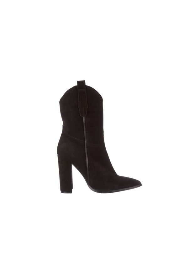 Botki Bayla-195 OZ-7337 Black Suede 195016, Czarny, Skóra naturalna. Okazja: na co dzień. Zapięcie: bez zapięcia. Kolor: czarny. Materiał: skóra. Szerokość cholewki: normalna. Obcas: na obcasie. Styl: casual, klasyczny. Wysokość obcasa: średni