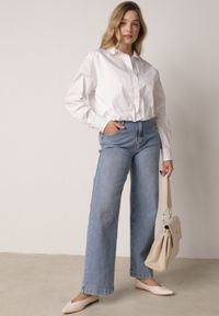 Born2be - Biała Bawełniana Koszula o Kroju Bombki Oversize Walelia. Okazja: na co dzień. Kolor: biały. Materiał: bawełna. Styl: casual #5