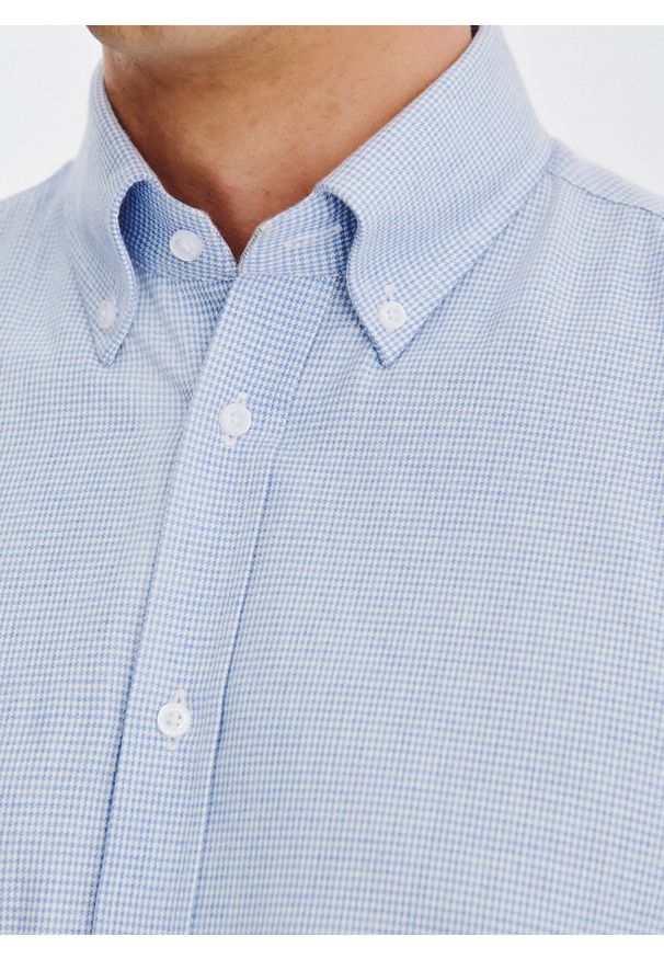 Pako Lorente - PAKO LORENTE - Niebieska koszula w pepitkę. Kolor: niebieski. Materiał: bawełna. Długość rękawa: długi rękaw. Długość: długie