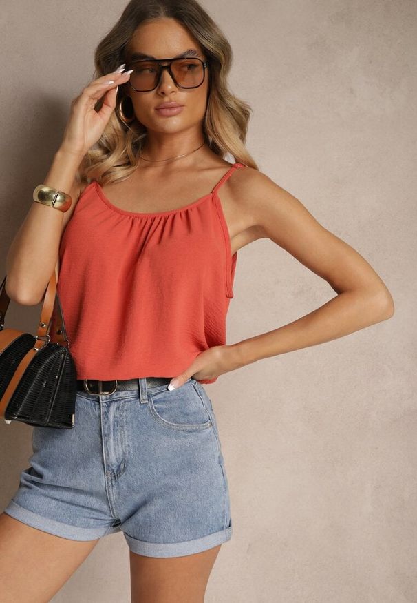 Renee - Różowy Basicowy Top z Bawełną Thireldi. Kolor: różowy. Materiał: bawełna. Sezon: lato