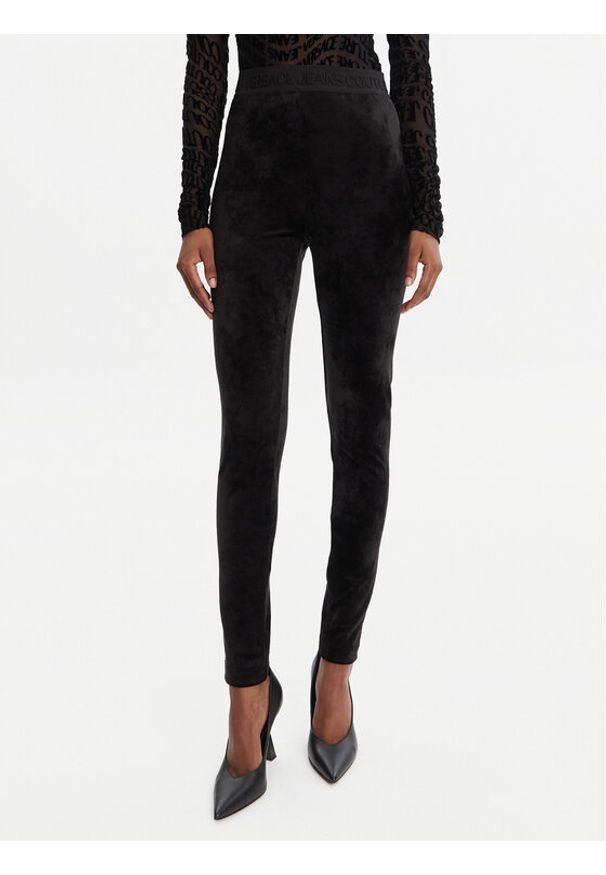 Versace Jeans Couture Legginsy 79HAC101 J0241 Czarny Slim Fit. Kolor: czarny. Materiał: syntetyk