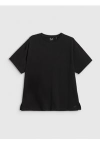 4f - 4F T-shirt loose gładki damski - czarny S. Okazja: na co dzień. Kolor: czarny. Materiał: dzianina, jersey. Wzór: gładki. Styl: casual #1