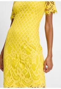 Sukienka koronkowa bonprix kremowy żółty. Kolor: żółty. Materiał: koronka. Wzór: koronka #6