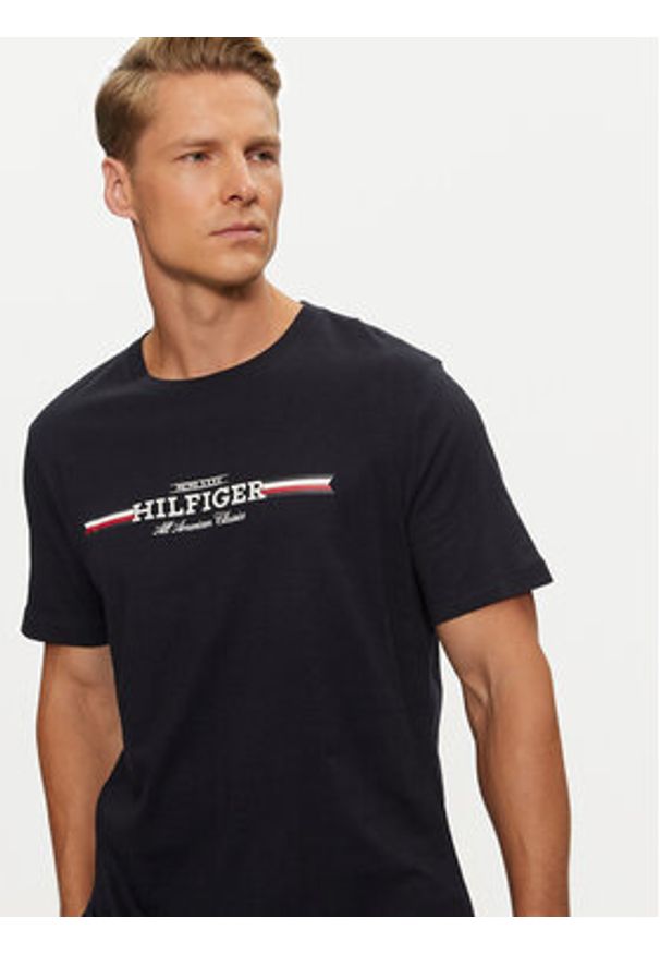 TOMMY HILFIGER - Tommy Hilfiger T-Shirt MW0MW36480 Granatowy Regular Fit. Kolor: niebieski. Materiał: bawełna