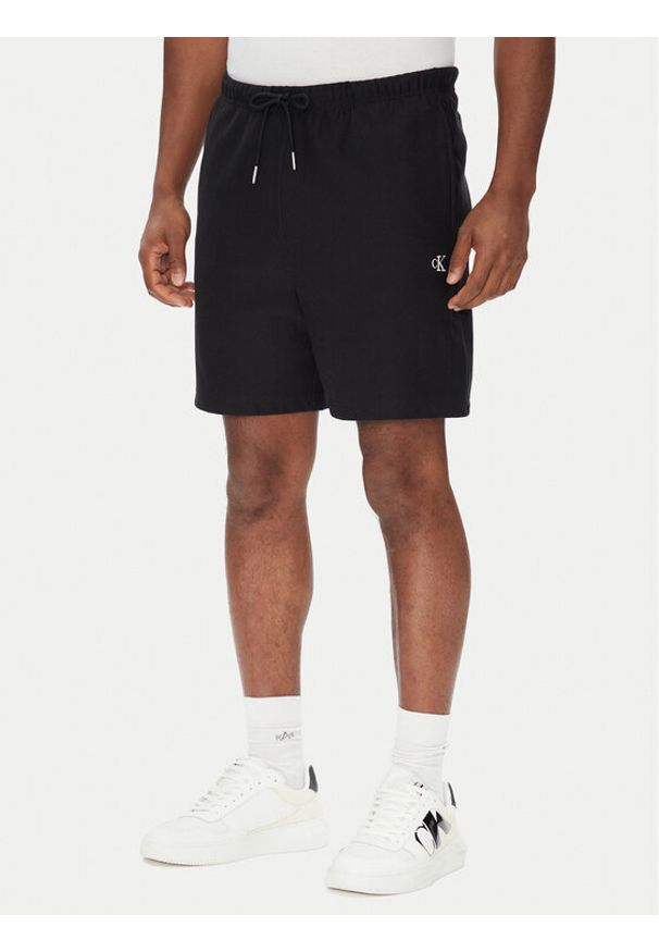 Calvin Klein Jeans Szorty sportowe Premium Terry LV04RC280G Czarny Regular Fit. Kolor: czarny. Materiał: bawełna. Styl: sportowy