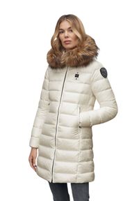 Blauer USA - BLAUER Biała damska kurtka Kristin Raincoat Long Jackets, Rozmiar XL. Kolor: biały. Materiał: poliamid, puch
