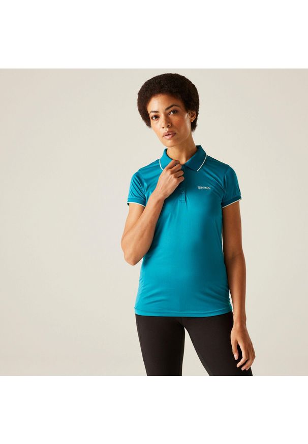 Regatta - Damska koszulka turystyczna polo Remex II. Typ kołnierza: polo. Kolor: fioletowy. Materiał: materiał