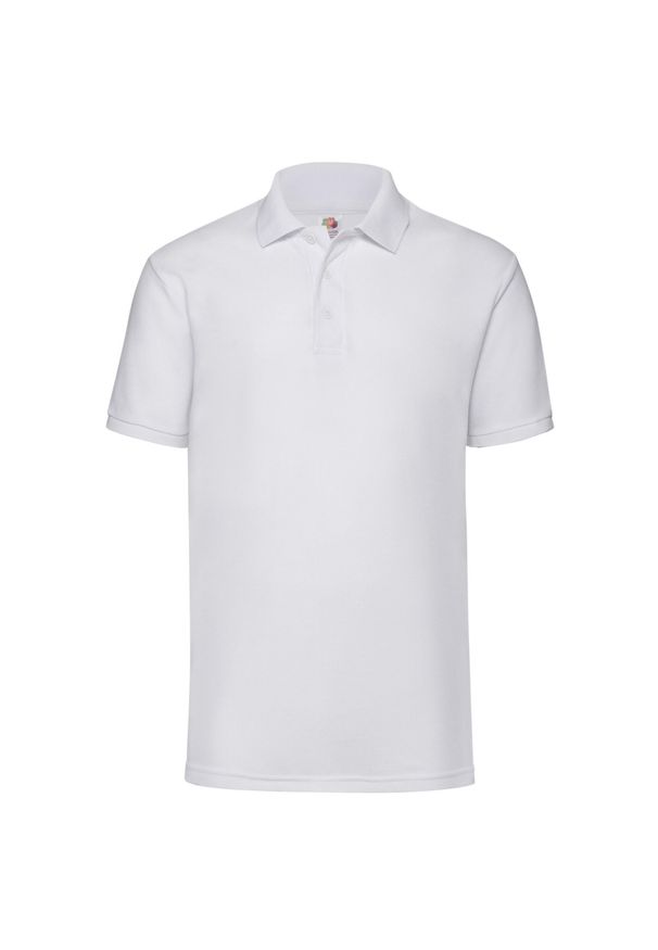 FRUIT OF THE LOOM - Męska Zwykła Koszulka Polo. Typ kołnierza: polo. Kolor: biały