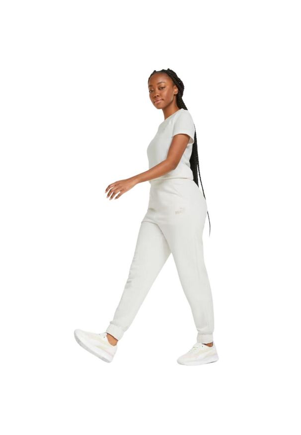 Spodnie damskie Puma ESS+ Embroidery High-Waist Pants FL. Stan: podwyższony. Kolor: biały. Sport: fitness