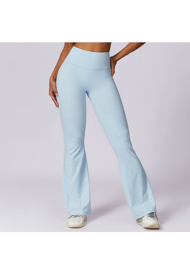 Intica - Spodnie treningowe z elastycznego materiału z wysokim stanem Oksun. Stan: podwyższony. Kolor: niebieski. Materiał: materiał. Sport: fitness