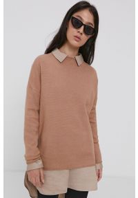 only - Only Sweter damski kolor brązowy z półgolfem. Kolor: brązowy. Materiał: dzianina