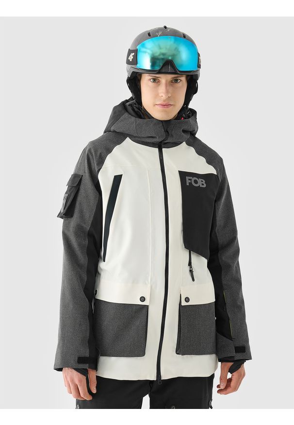 4f - 4F Kurtka snowboardowa membrana 10000 męska - biała XXL. Okazja: na co dzień. Typ kołnierza: kaptur. Kolor: biały. Materiał: poliester, dzianina, materiał, tkanina. Wzór: gładki. Sezon: zima. Styl: klasyczny, casual, sportowy