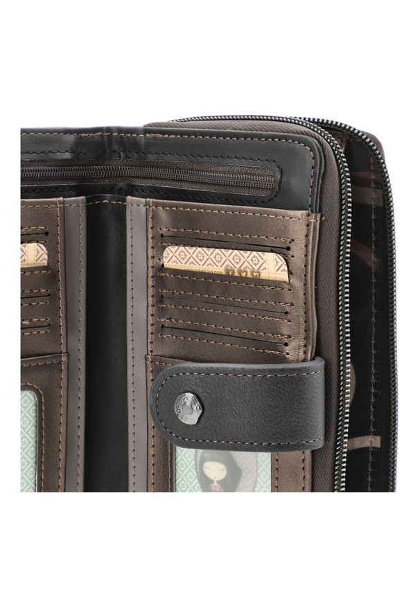 Brązowy Modny Damski Portfel Anekke. Kolor: brązowy. Materiał: materiał