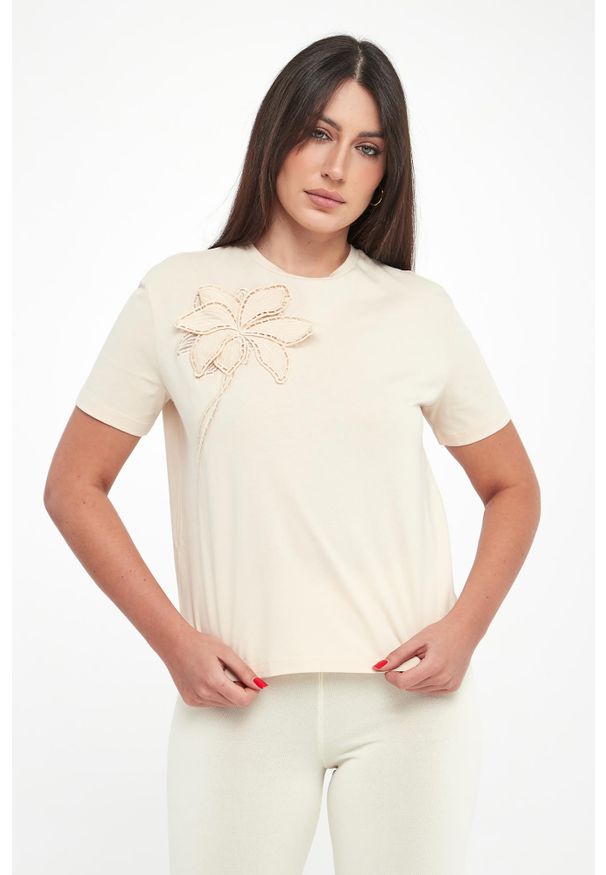 Twinset Milano - T-shirt damski z haftem TWINSET. Wzór: haft