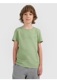 4f - 4F T-shirt regular gładki chłopięcy - turkusowy 146 (10-11 lat). Okazja: na co dzień. Kolor: turkusowy. Materiał: jersey, materiał, bawełna. Długość rękawa: krótki rękaw. Długość: krótkie. Wzór: gładki. Sezon: lato. Styl: klasyczny, młodzieżowy, sportowy, casual