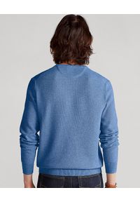 Ralph Lauren - RALPH LAUREN - Niebieski sweter z bawełny Regular Fit Mesh. Okazja: na co dzień. Typ kołnierza: polo. Kolor: niebieski. Materiał: bawełna, mesh. Wzór: haft, ze splotem. Styl: klasyczny, casual #4