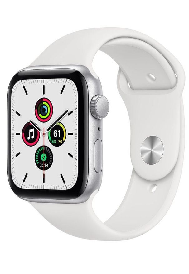 APPLE - Apple Watch SE , 44mm Silver Aluminium Case with White Sport Band (MYDQ2HC/A). Rodzaj zegarka: smartwatch. Kolor: srebrny. Styl: sportowy