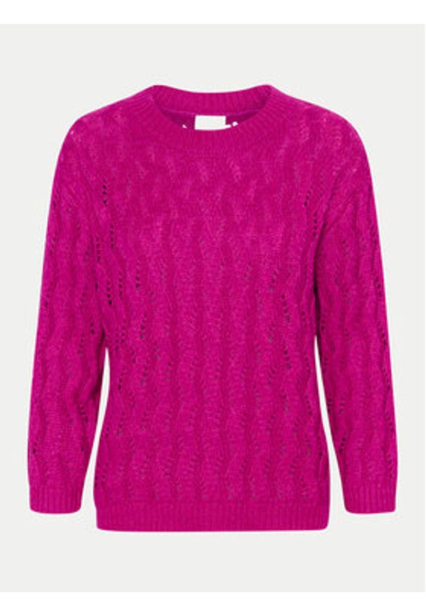 Kaffe Sweter Lena 10508807 Różowy Regular Fit. Kolor: różowy. Materiał: bawełna, syntetyk