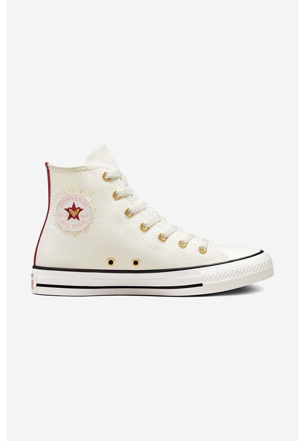 Converse trampki Chuck Taylor All Star Hearts damskie kolor biały A04950C-WHITE. Nosek buta: okrągły. Kolor: biały. Materiał: materiał, guma