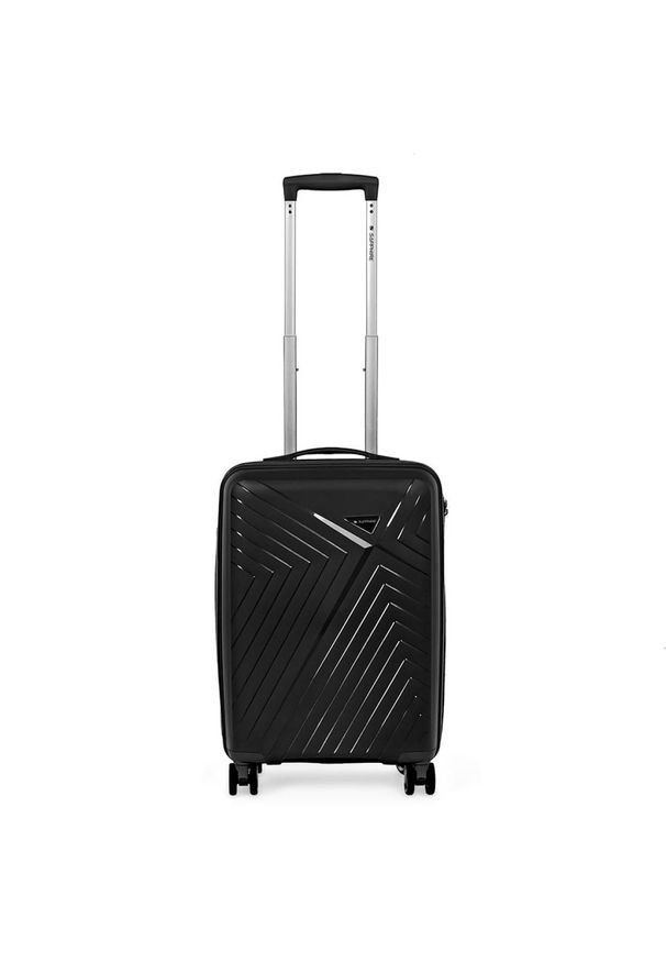 SAPPHIRE - Walizka na kółkach twarda Sapphire ST-3030P czarna - mała S. Kolor: czarny. Materiał: guma, kauczuk, materiał. Styl: elegancki, klasyczny