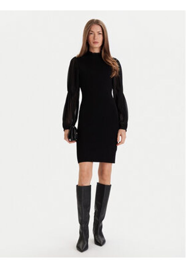 French Connection Sukienka dzianinowa 71ZBU Czarny Slim Fit. Kolor: czarny. Materiał: wiskoza