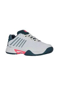 Buty do tenisa dla dzieci K-Swiss Hypercourt Express 2. Kolor: biały. Materiał: materiał, syntetyk. Szerokość cholewki: normalna. Sport: tenis