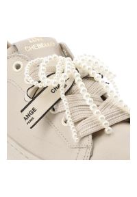 CheBello - Sneakersy damskie Chebello, cholewka ze skóry naturalnej gładkiej ozdobne sznurowanie z dekoracyjnymi elementami masywna platforma zwiększająca komfo. Okazja: na co dzień. Zapięcie: sznurówki. Kolor: beżowy. Materiał: skóra. Szerokość cholewki: normalna. Wzór: gładki. Obcas: na platformie. Styl: casual, elegancki #6
